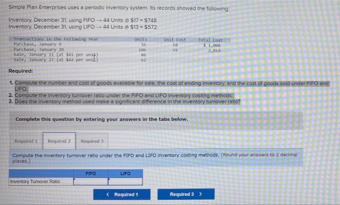  Units 56 106 86 18 19 Simple Plan Enterprises uses a