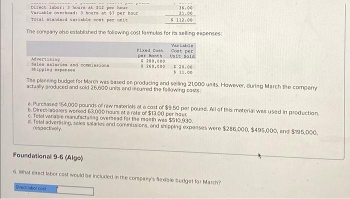at $11.00 per pound $ 55.00 Direct labor: 3 hours at $12