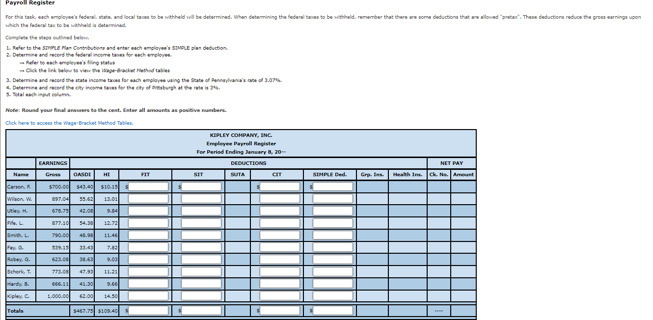 January 8th, 20--. In previous chapters, gross wages were computed for each