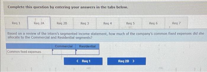 into two divisions-Commercial and Residential. The company's accounting intern was asked to
