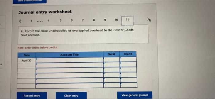 cost. Job 306 is sold for $600,000 cash in April. GLO201 (Algo)