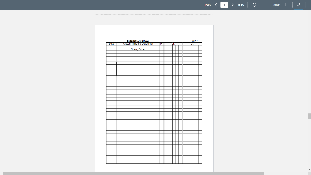 thank you! You are to prepare the closing journal entries a the
