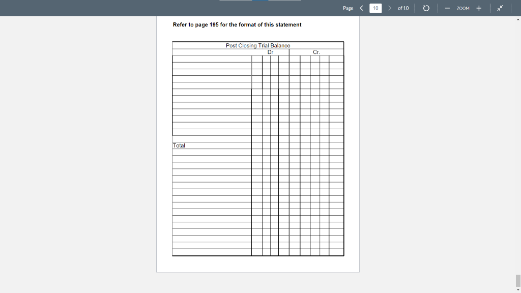 for the format of this statement You are to prepare the closing