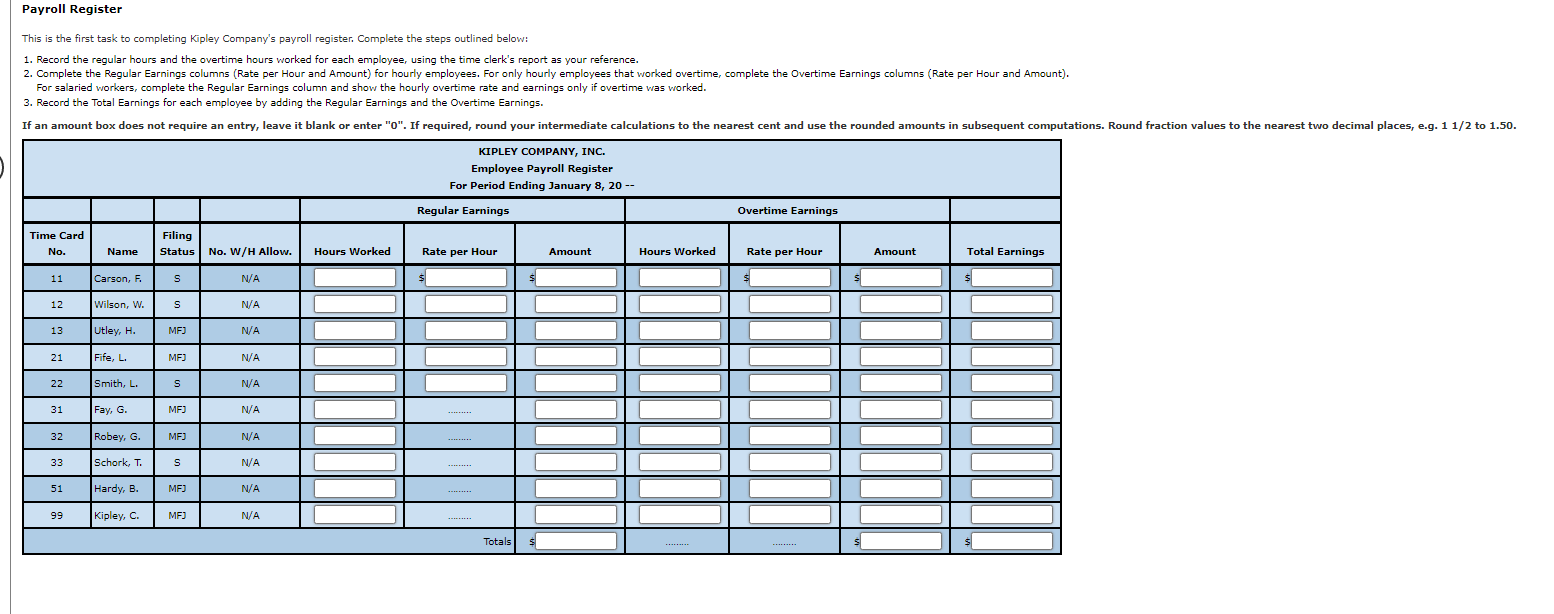 hourly and salaried employees. Each employee is paid for hours actually worked