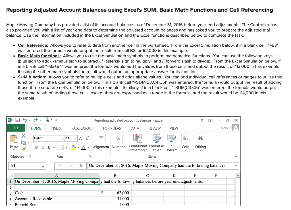 PLEASE HELP WITH FORMULAS FOR TOTALS, THANK YOU Reporting Adjusted Account Balances