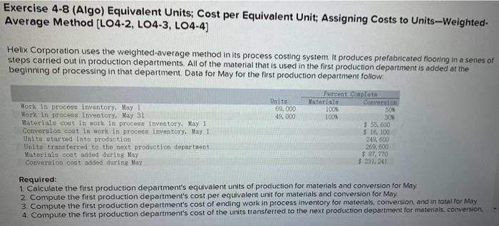 to Units-Weighted- Average Method (LO4-2, LO4-3, LO4.4) Hellx Corporation uses the welghted-average