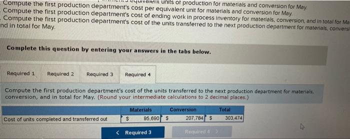 beginning of processing in that department. Data for May for the first