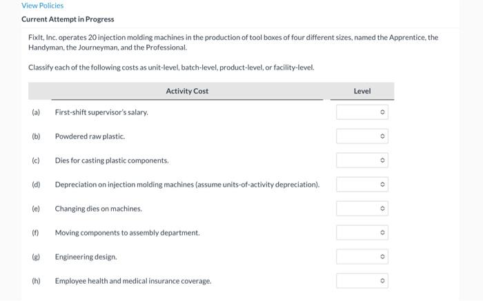  View Policies Current Attempt in Progress FixIt, Inc. operates 20 injection
