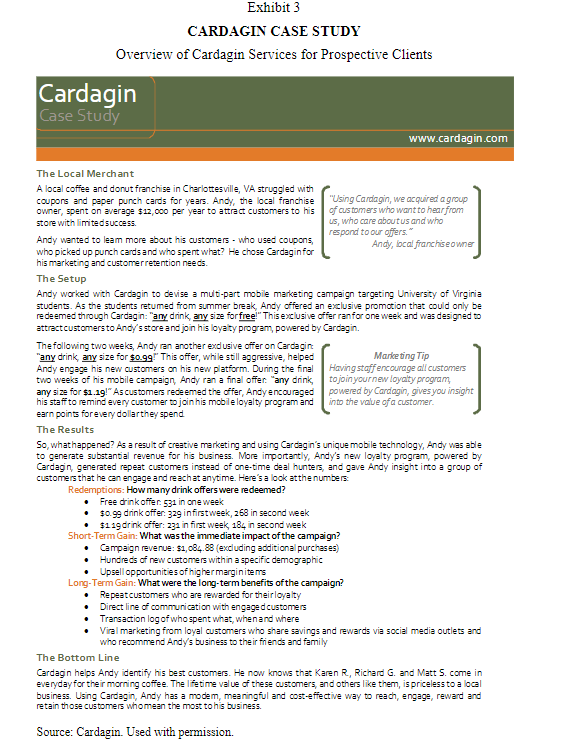 Divorced 4.8% Gender Male 46.4% Female 53.6% Exhibit 3 CARDAGIN CASE STUDY