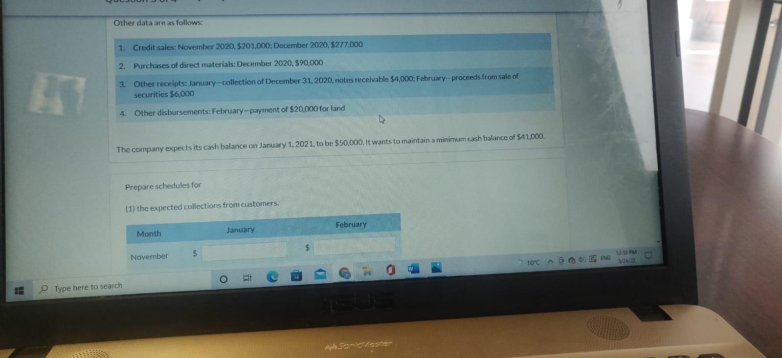 for 2021 are as follows: January February 23 Sales $357,000 $404,000 Direct