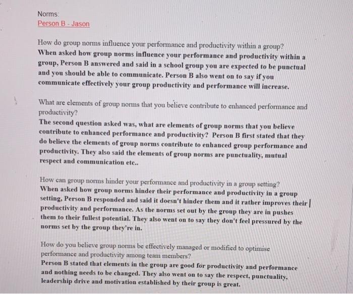 Can you:1. Compare 2. Contrast The data given between Person A and