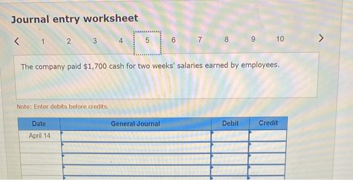 supplies for cash. Apri1 10 The company paid 32,130 cash for a