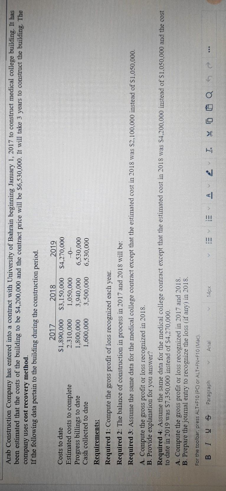  answer please Arab Construction Company has entered into a contract with