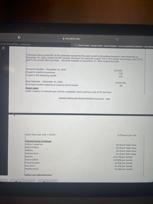 the format provided for the direct Materials budget. Please also provide Formulas.