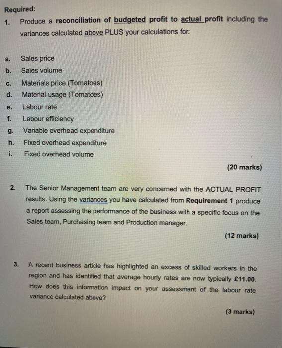 MARK QUESTIONS Question A1 - Gourmet Sauce - COMPULSORY Gourmet Sauce manufacture