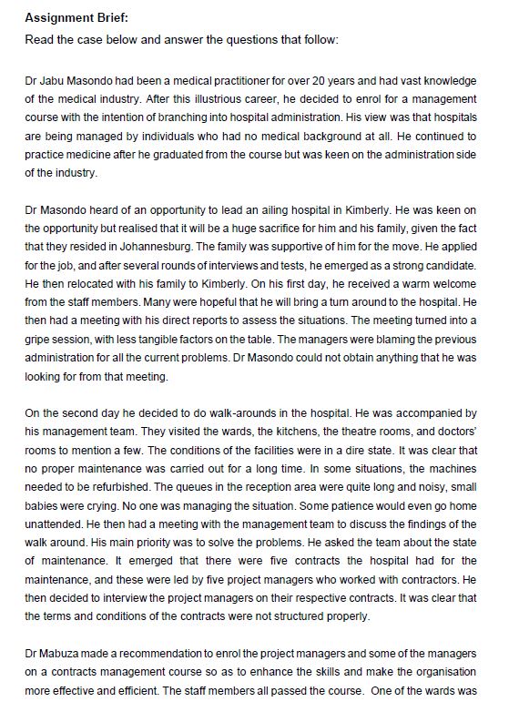 Based on the uploaded Case study: Contract management for hospital projects.pdf, Please