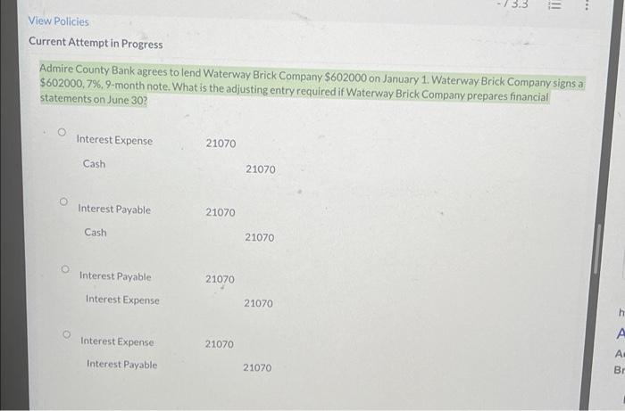 quiz 5 #2 - 13.3 = View Policies Current Attempt in Progress