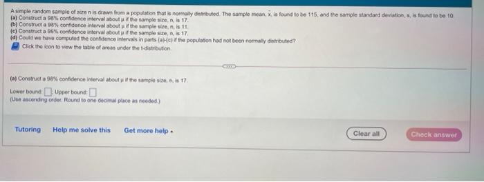 does anyone know how to do a-d? A simple random sample of