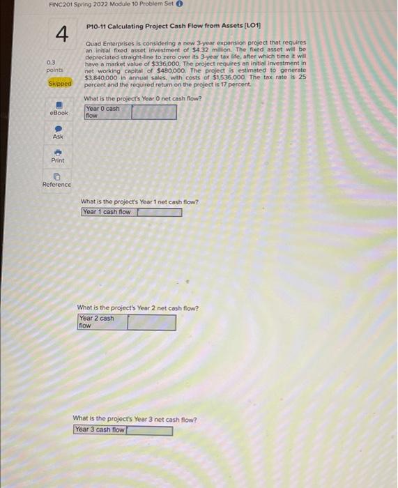 please help for a good rating! also need NPV. FINC201 Spring 2022