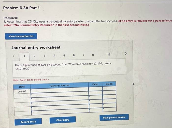 transactions and prepare a partial income statement using a perpetual inventory system