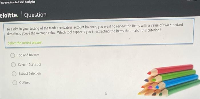  these are excel questions Introduction to Excel Analytics eloitte. Question To