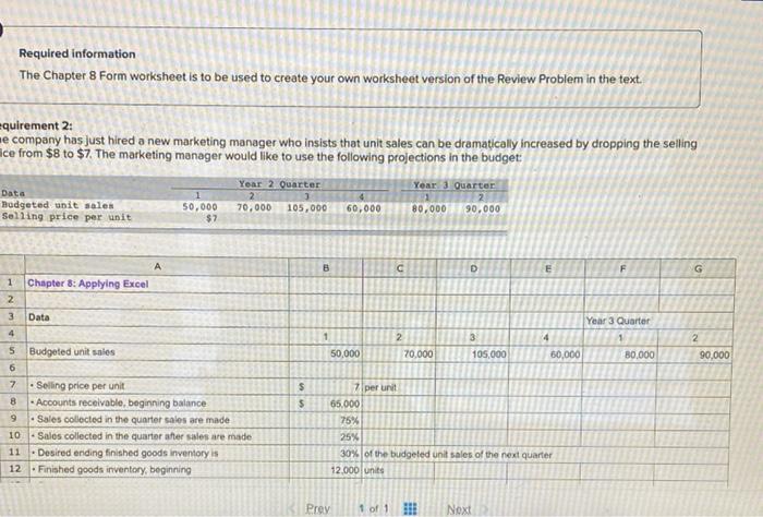  Required information The Chapter 8 Form worksheet is to be used