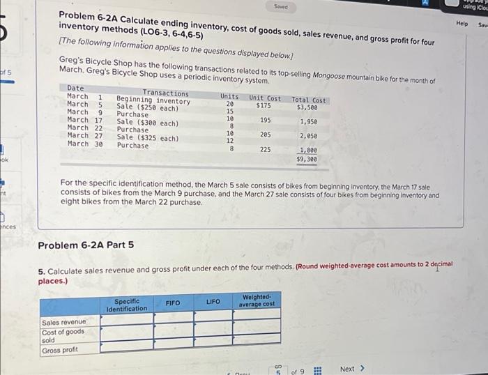 solve part 1-5 please Saved using iClou Help Saw bf5 Problem 6-2A