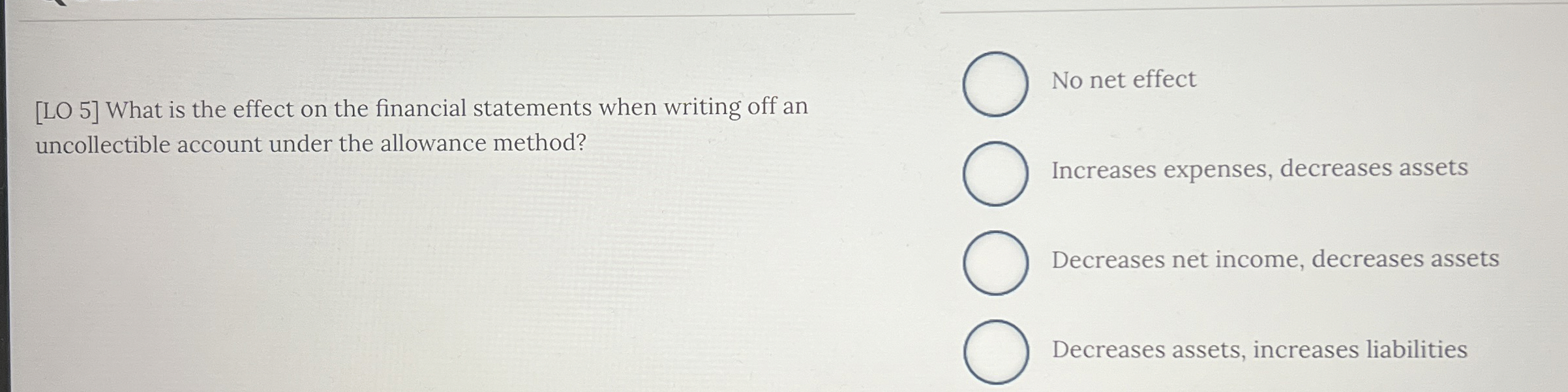  [LO 5] What is the effect on the financial statements when