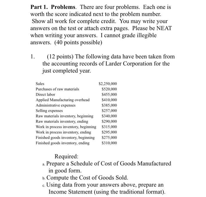 Can anyone please help me solve this? Part 1. Problems. There are