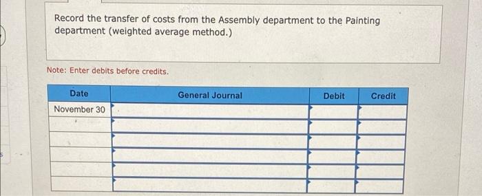 November activities. Percent Complete for Percent Direct Assembly Department Units Beginning work