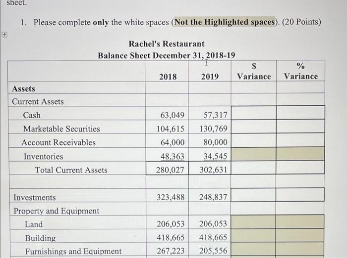  please complete the table and answer in complete semtences stating why