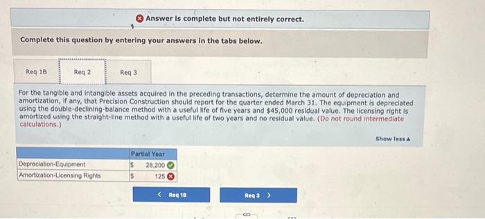 amortization, if any, calculated in requirement 2 . (If no entry is