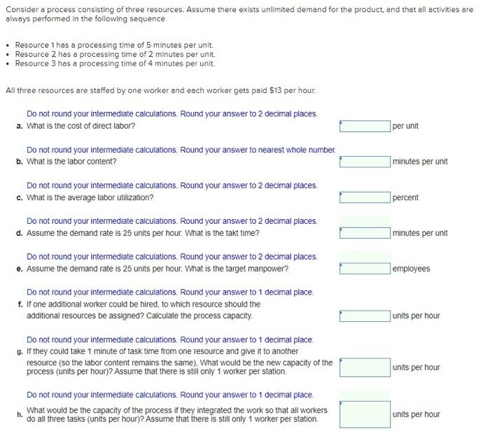 can you answer G and H please, I got the rest. Consider