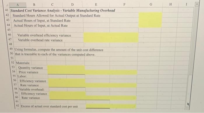 Use cell references (formulas) for cells D53 - D60. Enter an F
