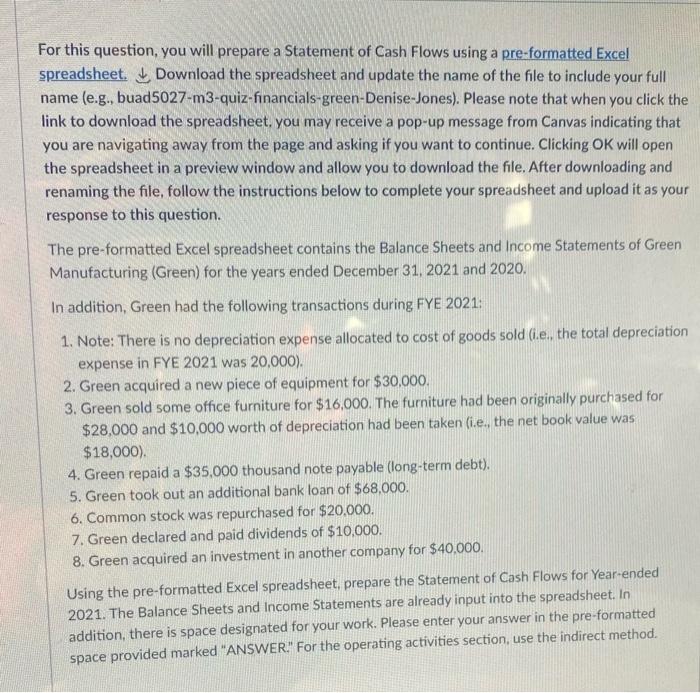 I need help preparing the Cash Flow using the balance sheet ,