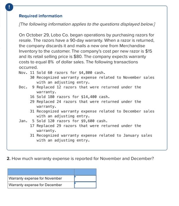  Please help me ! Required information [The following information applies to