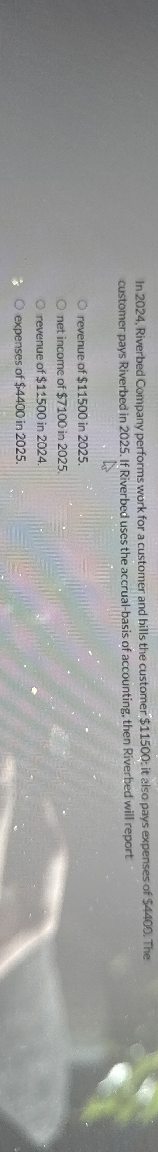  In 2024, Riverbed Company performs work for a customer and bills