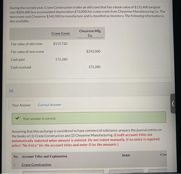 help me with part D please.thanks During the current year, Crane Construction