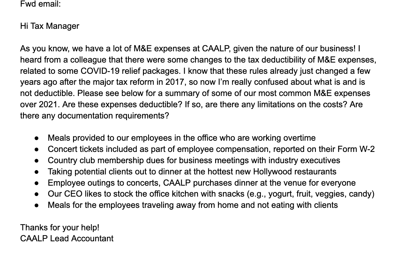 accepted a position as a staff accountant in the tax department at