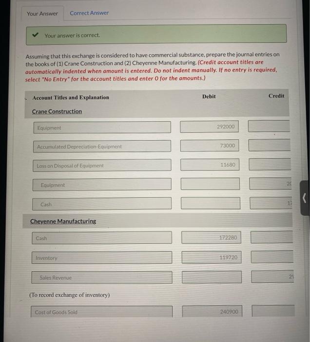 trades an old crane that has a book value of $131,400 (original