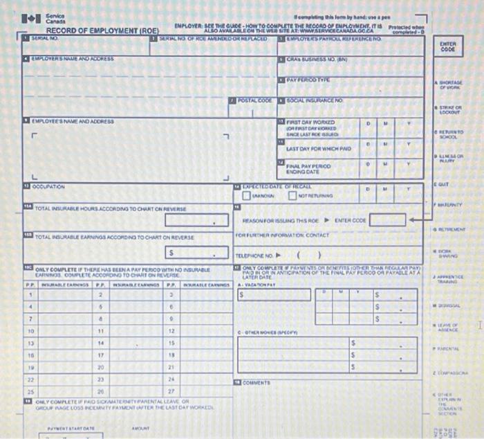 Type or paste que Assignment 3: Record of Employment Assignment Instructions Background