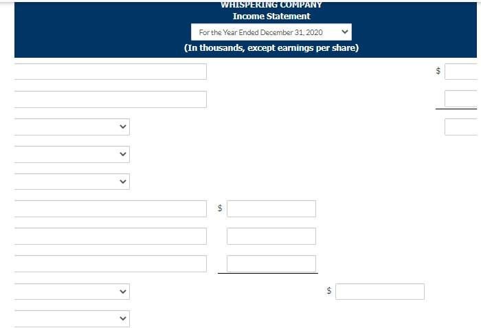 form. Round earnings per share to 2 decimal places. Two accountants for