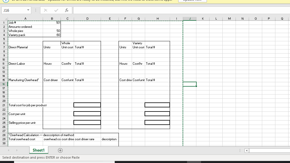 4. Complete an example job cost sheet using the methods you describe.