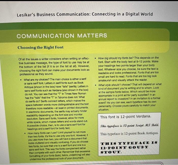 must use one approach in writing feedback about this course Lesikar's Business