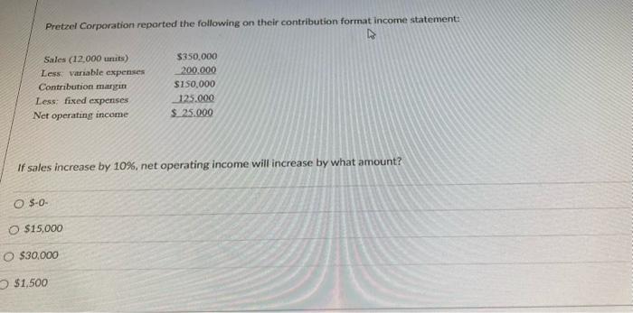 HW help create excel answer question please Pretzel Corporation reported the following