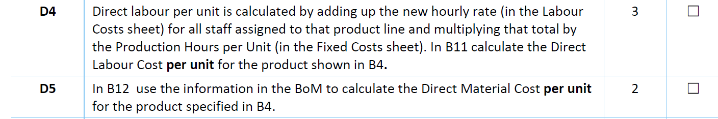 I would like to know the excel formulas for D4 and D5