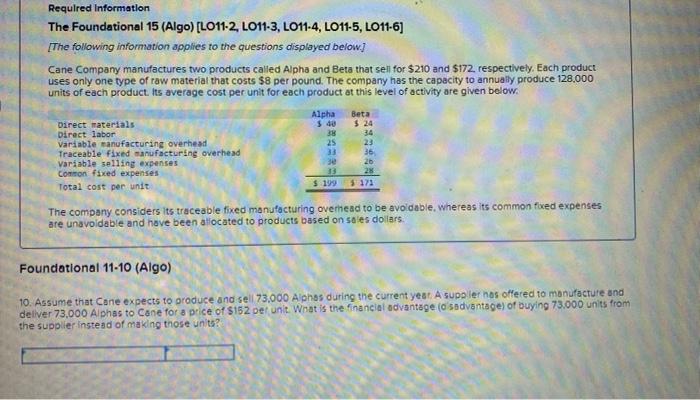 LO11-4, LO11-5, LO11-6] [The following information applies to the questions displayed beiow]