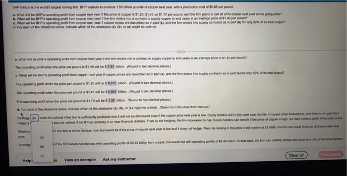 please answer part d, the options for each sentence are a b