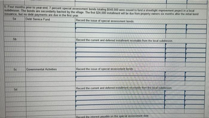and appropriate fund journals for each transaction (If no entry is required
