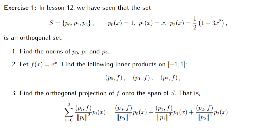  Exercise 1: In lesson 12, we have seen that the set